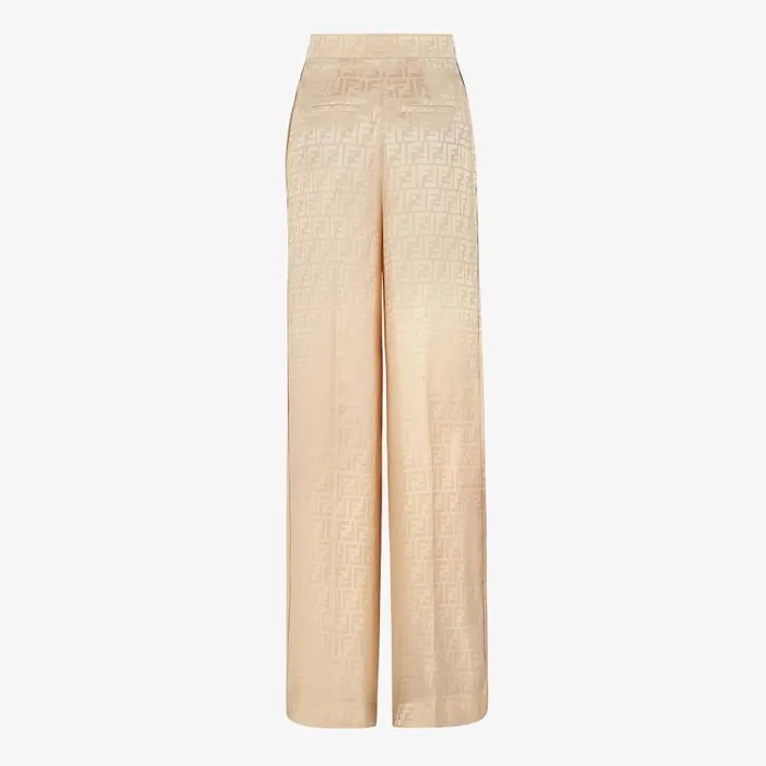 Woman Beige Silk Trousers Beige Fendi Pants and Shorts
