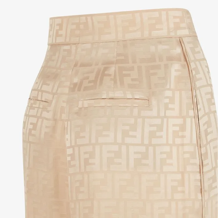 Woman Beige Silk Trousers Beige Fendi Pants and Shorts