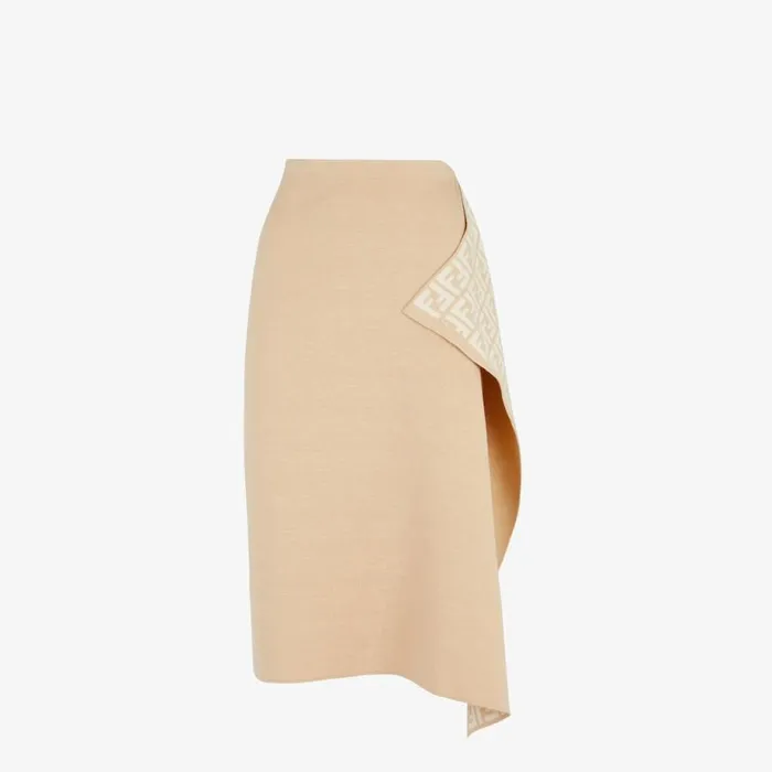 Woman Beige Wool Skirt Beige Fendi Knitwear