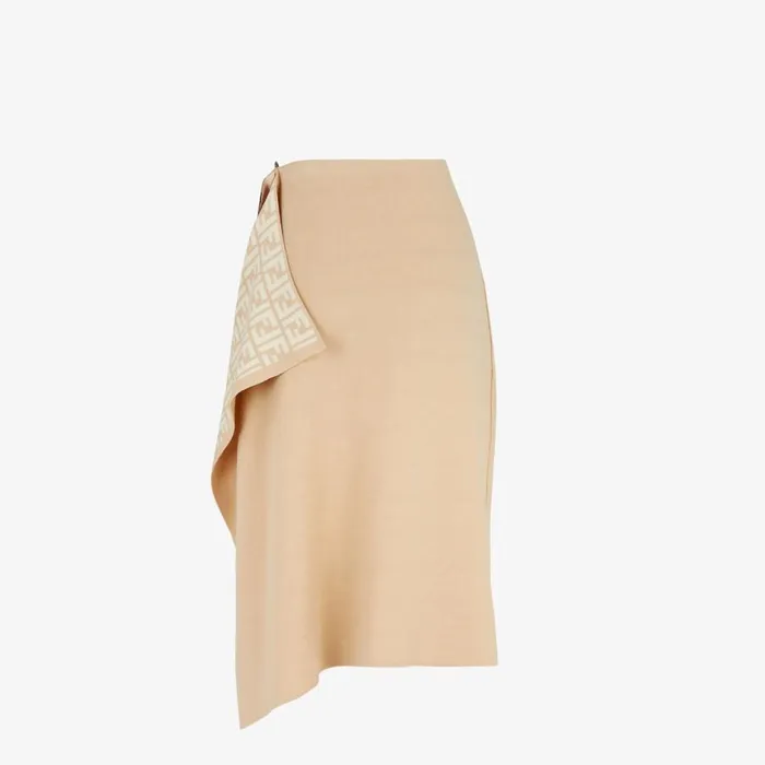 Woman Beige Wool Skirt Beige Fendi Knitwear