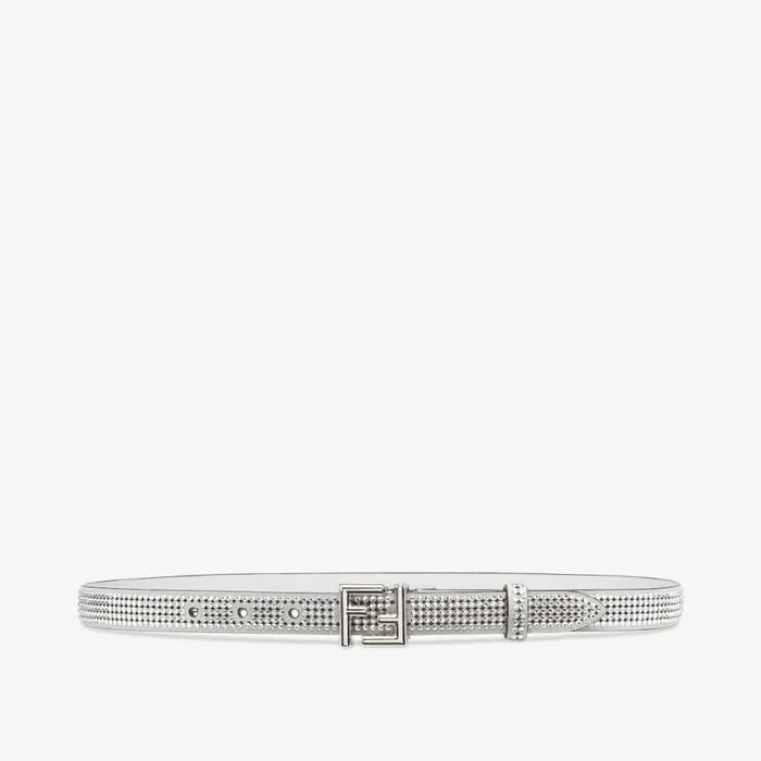Woman Belt With AllOver Crystals Grey Fendi Belts