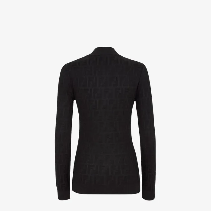 Woman Black Fabric Jumper Black Fendi Tops and Shirts