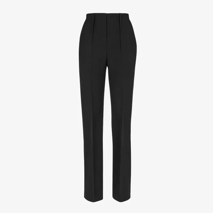 Woman Black Grain De Poudre Wool Trousers Black Fendi Pants and Shorts