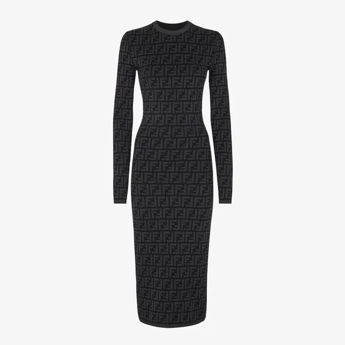 Woman Black Jersey Dress Black Fendi Knitwear