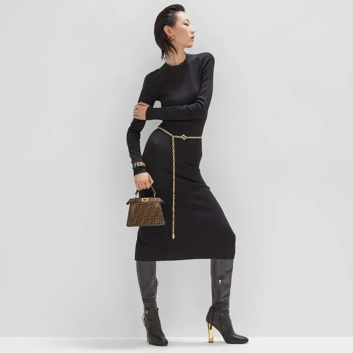 Woman Black Jersey Dress Black Fendi Knitwear