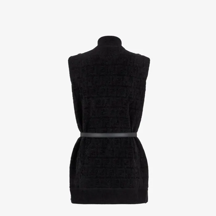 Woman Black Mink Gilet Black Fendi Coats and Outerwear