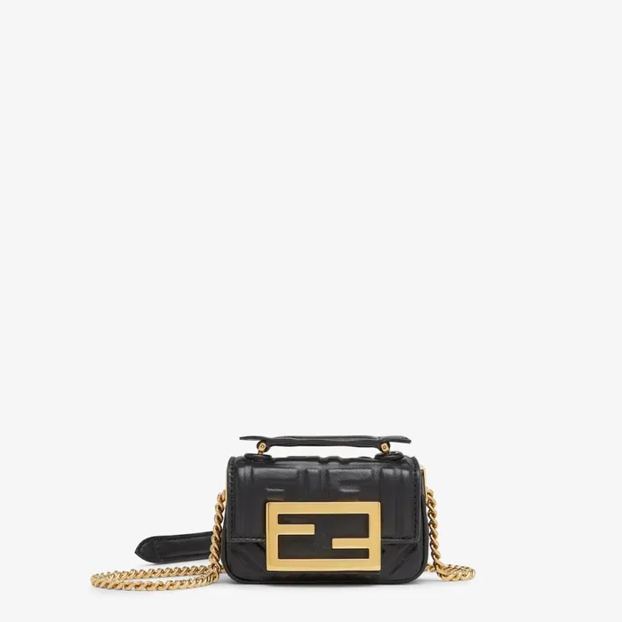 Woman Black Nappa Leather Mini Bag Black Fendi Miniature Bags