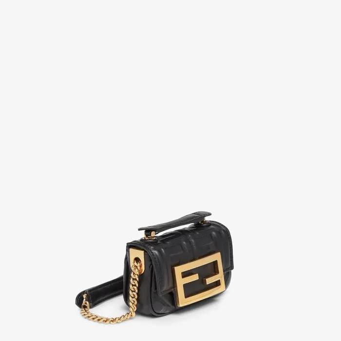 Woman Black Nappa Leather Mini Bag Black Fendi Miniature Bags
