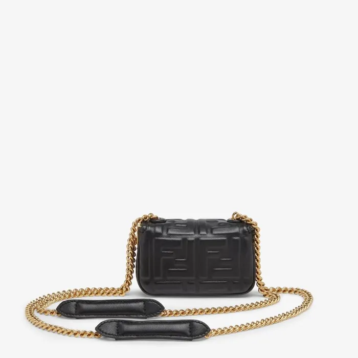 Woman Black Nappa Leather Mini Bag Black Fendi Miniature Bags