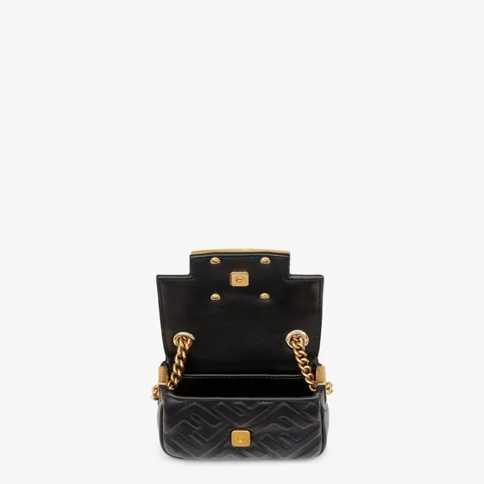 Woman Black Nappa Leather Mini Bag Black Fendi Miniature Bags