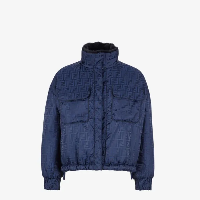 Woman Blue Mink And Nylon Jacket Blue Fendi Coats and Outerwear