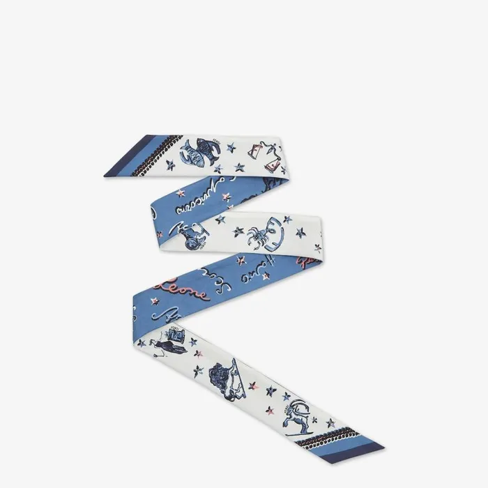 Woman Blue Silk Bandeau Blue Fendi Scarves and Silks