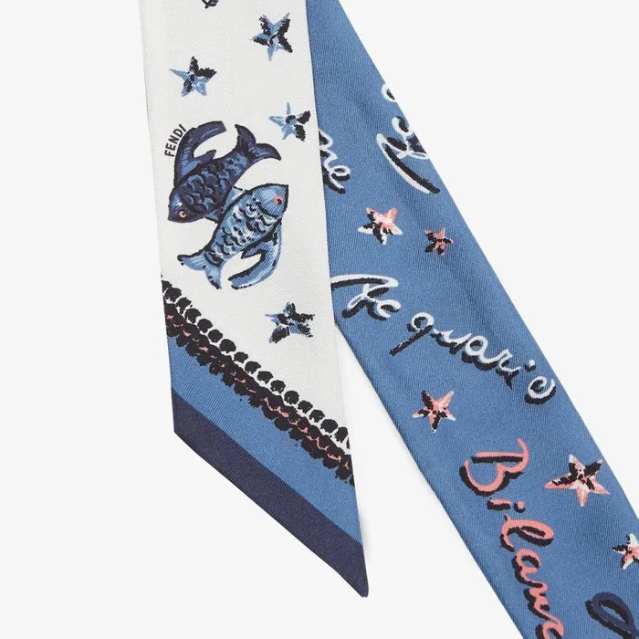 Woman Blue Silk Bandeau Blue Fendi Scarves and Silks
