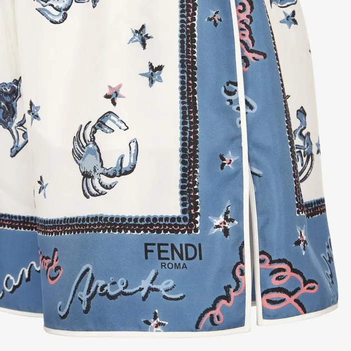 Woman Blue Silk Shorts Blue Fendi Pants and Shorts