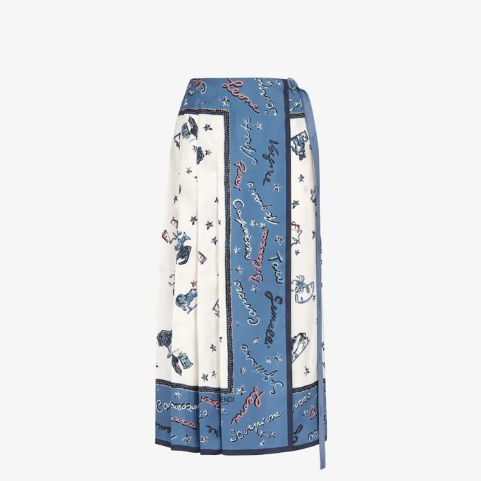 Woman Blue Silk Skirt Blue Fendi Skirts