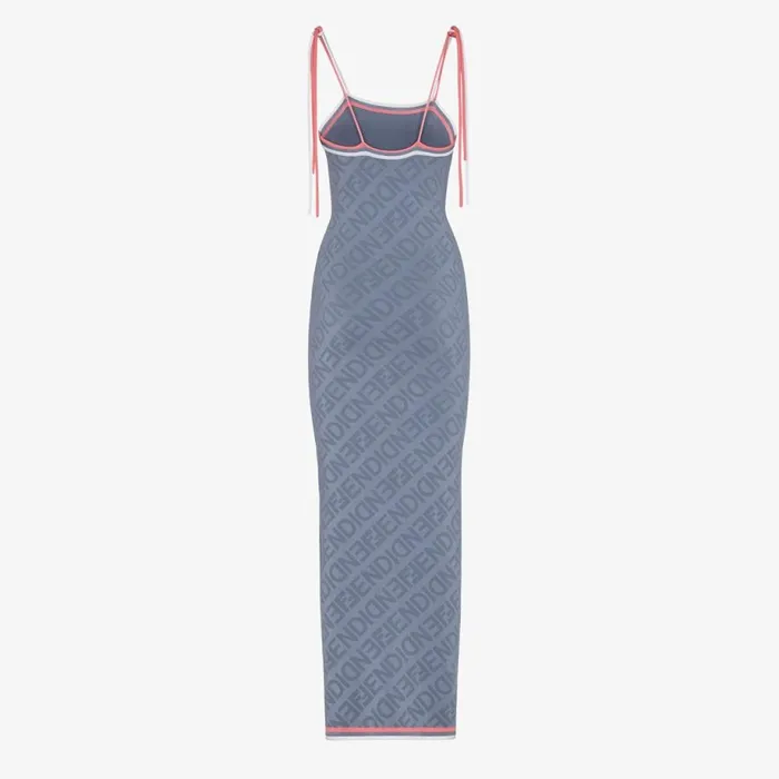 Woman Blue Viscose Dress Blue Fendi Knitwear