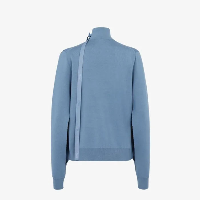 Woman Blue Wool Pullover Blue Fendi Knitwear