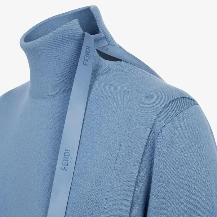 Woman Blue Wool Pullover Blue Fendi Knitwear