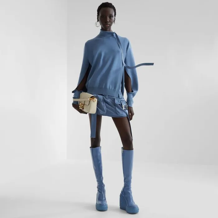 Woman Blue Wool Pullover Blue Fendi Knitwear