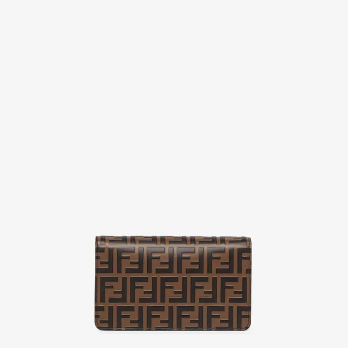 Woman Brown And Black Ff Leather Wallet Beige Fendi Wallets On Chain