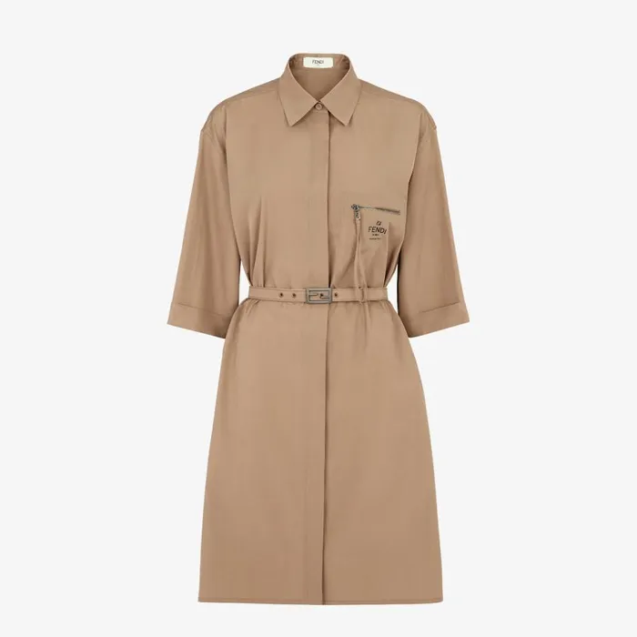 Woman Brown Cotton Dress Brown Fendi Dresses and Jumpsuits