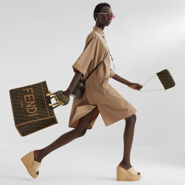 Woman Brown Cotton Dress Brown Fendi Dresses and Jumpsuits