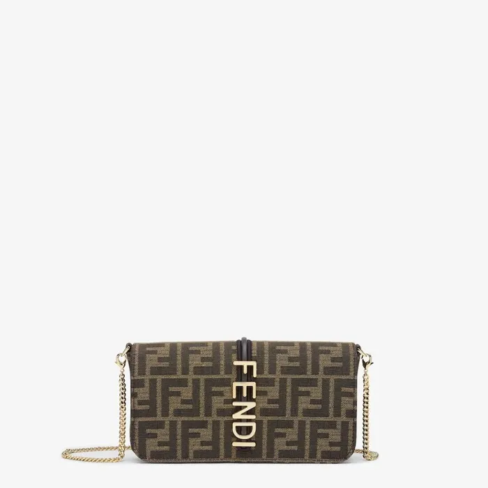 Woman Brown Ff Fabric Wallet Brown Fendi Wallets On Chain