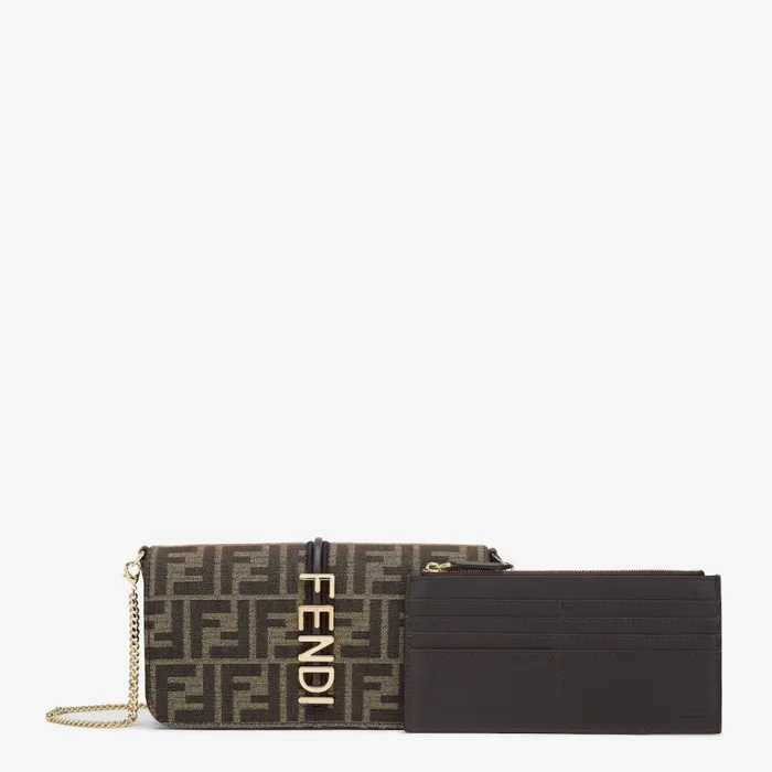 Woman Brown Ff Fabric Wallet Brown Fendi Wallets On Chain