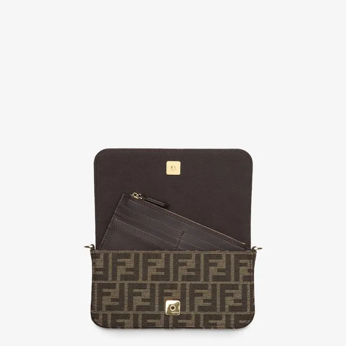 Woman Brown Ff Fabric Wallet Brown Fendi Wallets On Chain