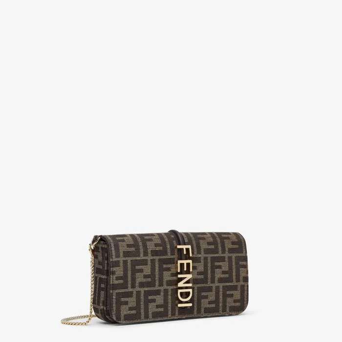 Woman Brown Ff Fabric Wallet Brown Fendi Wallets On Chain