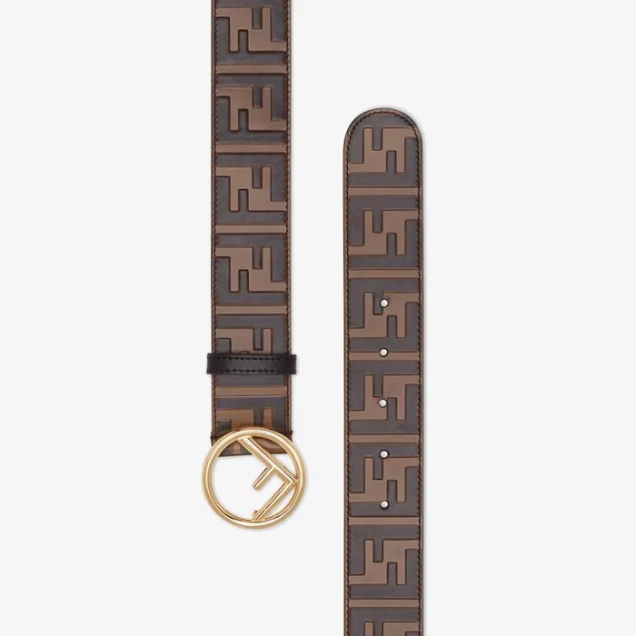 Woman Brown Ff Leather Belt Multicolour Fendi Belts