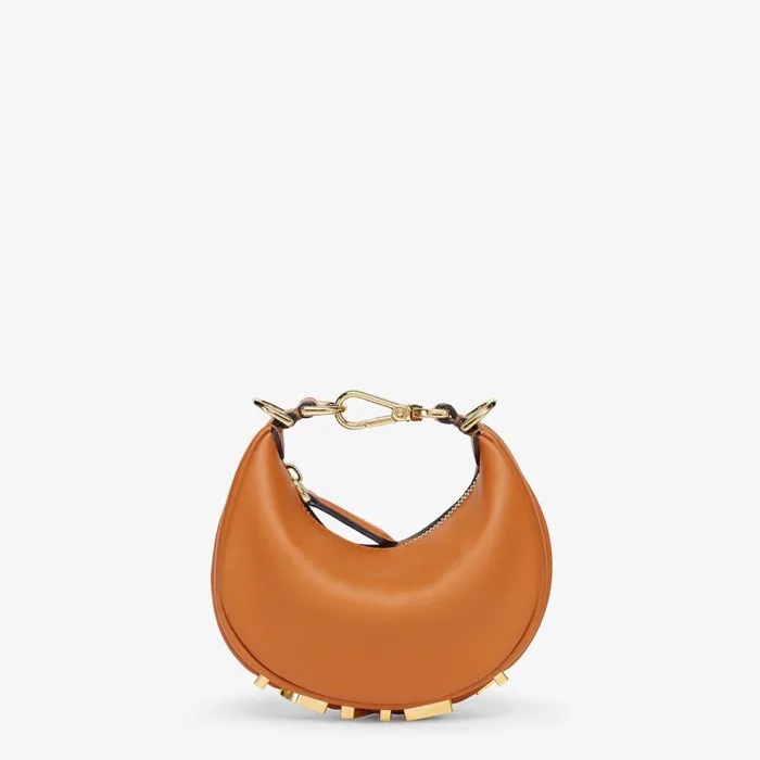Woman Brown Leather Charm Brown Fendi Miniature Bags