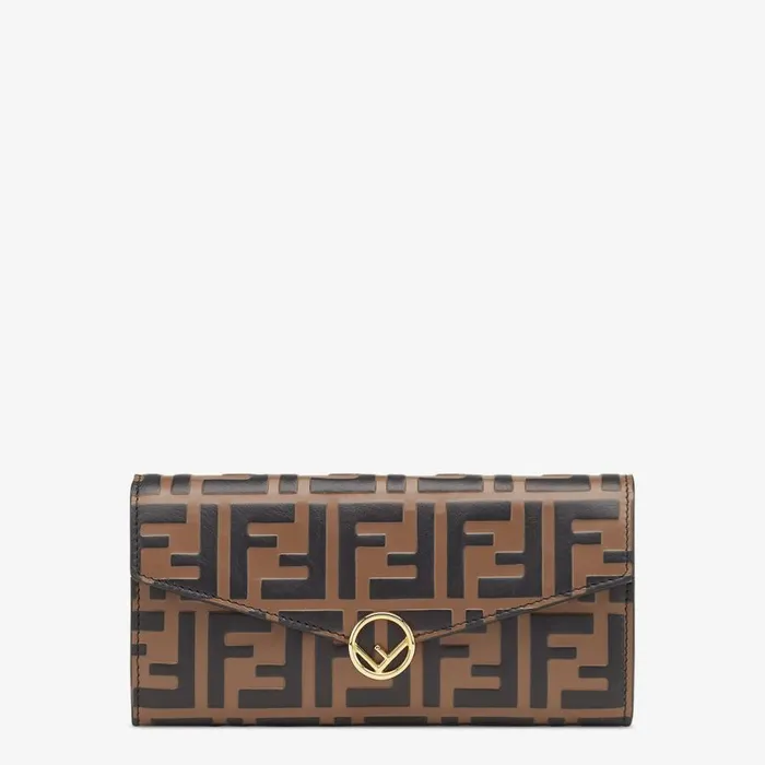 Woman Brown Leather Wallet Black Fendi Wallets