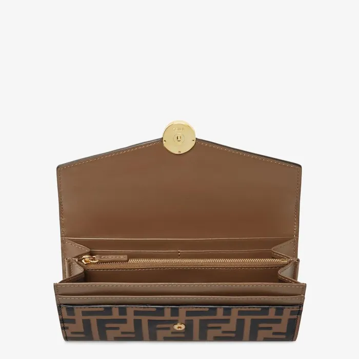 Woman Brown Leather Wallet Black Fendi Wallets