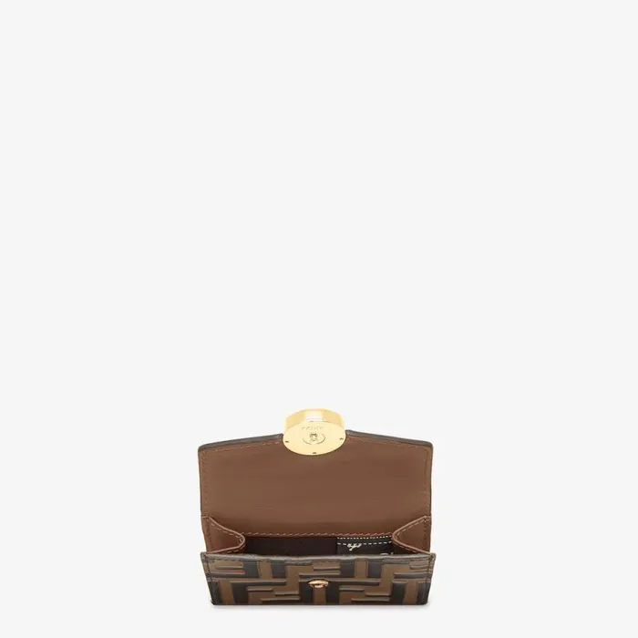 Woman Brown Leather Wallet Black Fendi Wallets