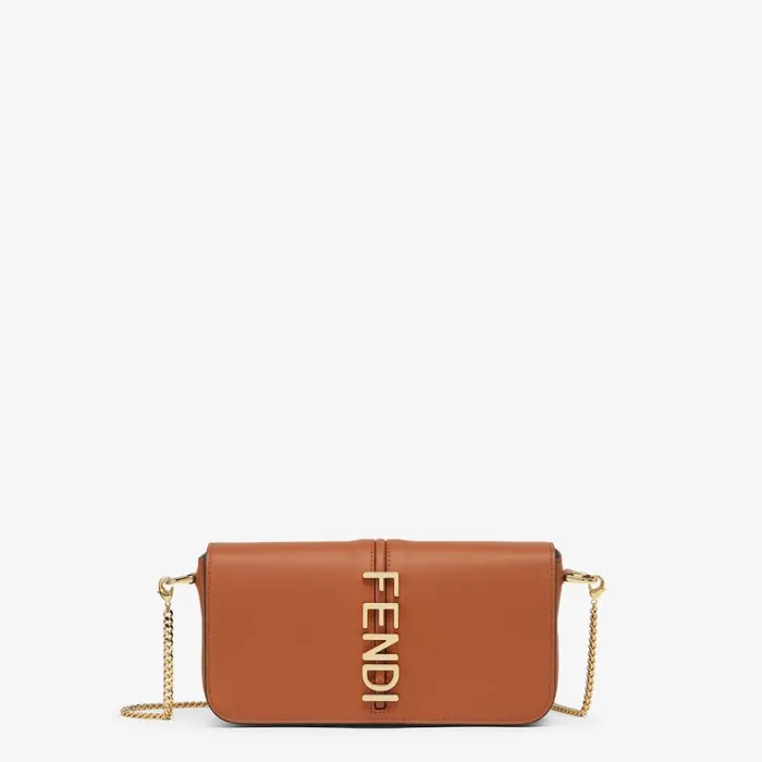 Woman Brown Leather Wallet Brown Fendi Wallets On Chain
