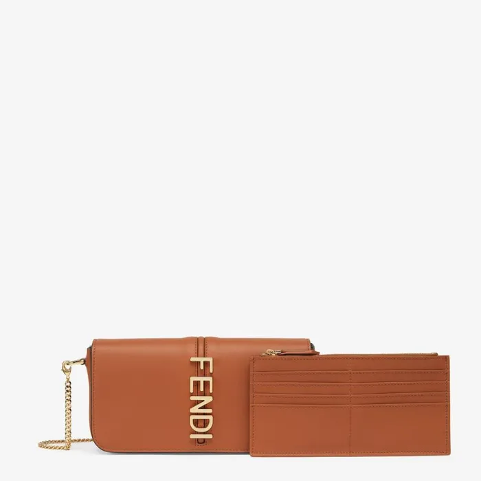 Woman Brown Leather Wallet Brown Fendi Wallets On Chain