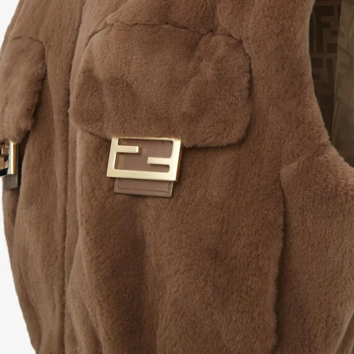 Woman Brown Mink Gilet Brown Fendi Coats and Outerwear
