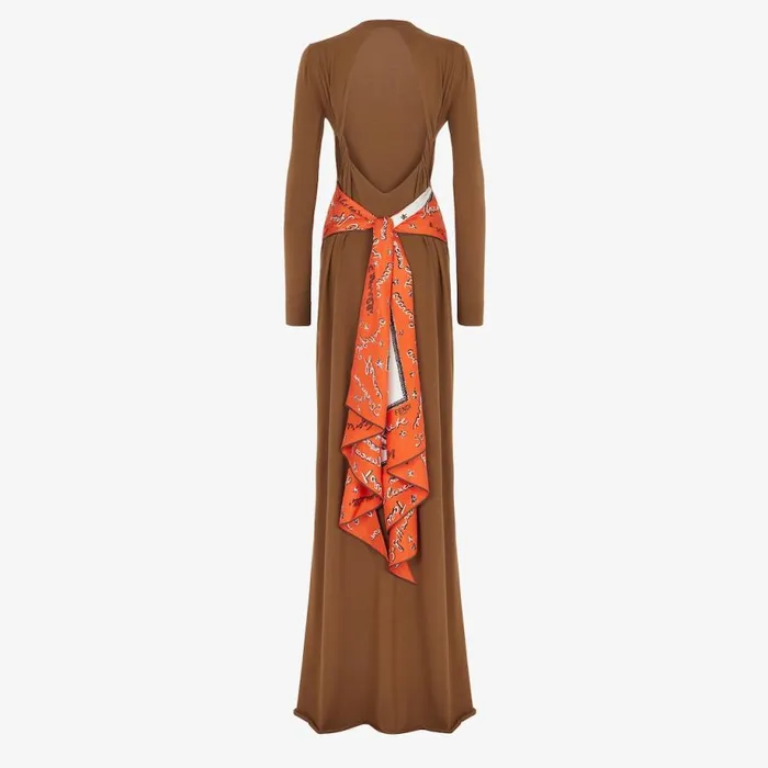 Woman Brown Wool Dress Brown Fendi Knitwear
