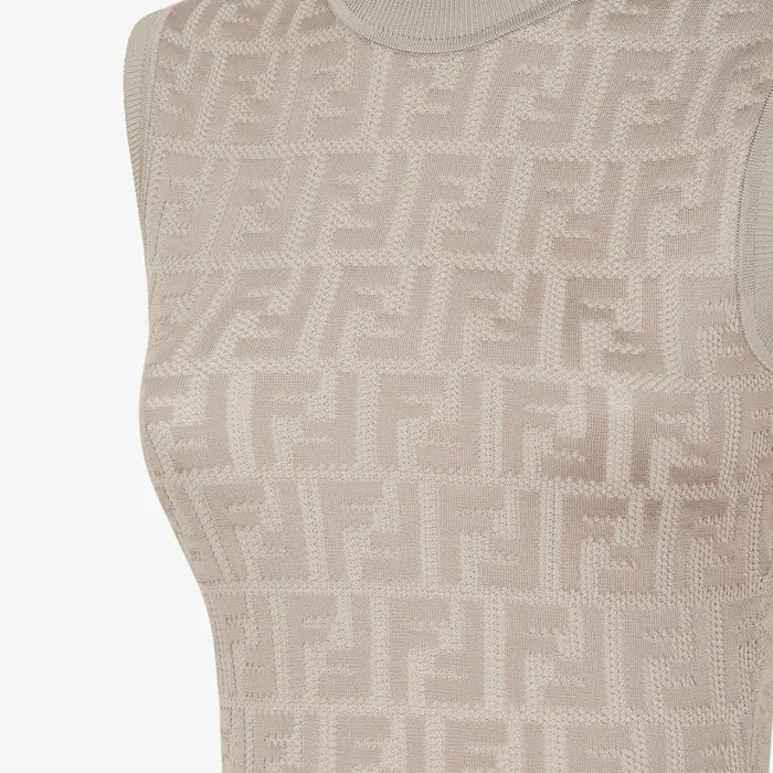 Woman Dove Grey Knit Dress Beige Fendi Knitwear
