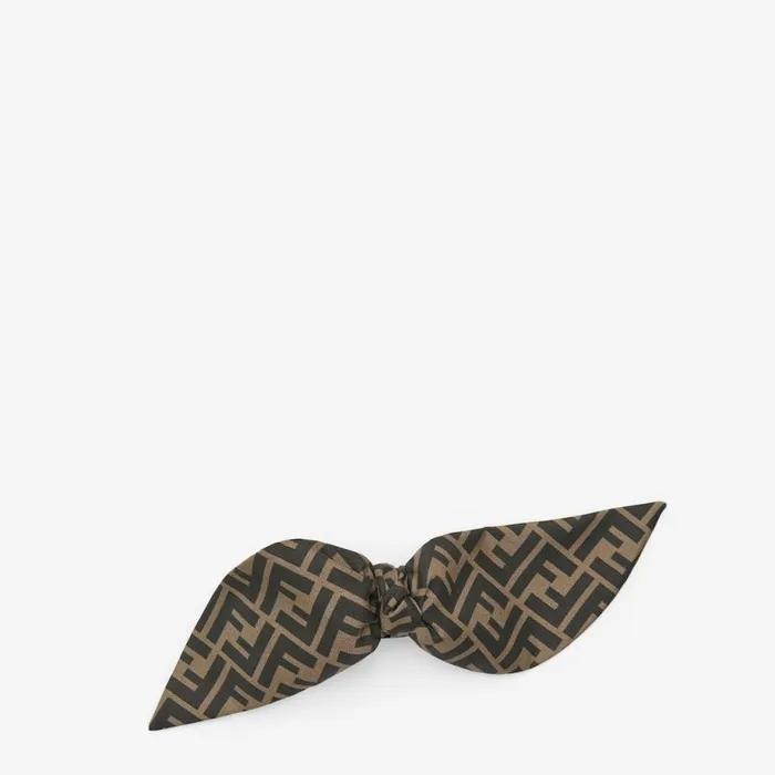 Woman Fastener In Brown Twill Brown Fendi Hair Accessories