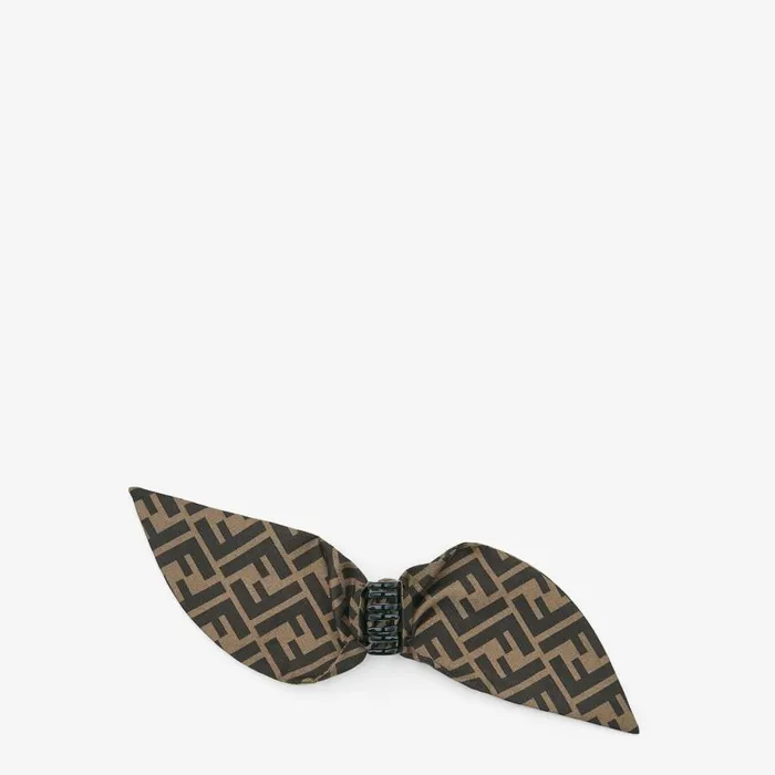 Woman Fastener In Brown Twill Brown Fendi Hair Accessories