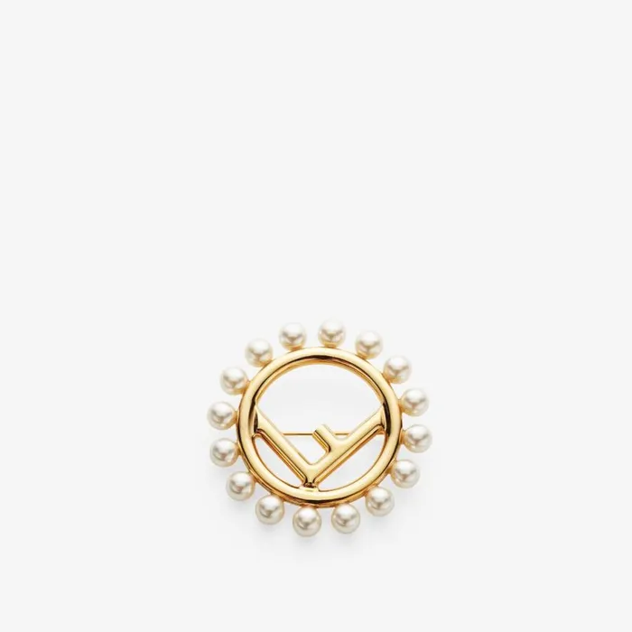 Woman Gold Coloured Brooch Fendi Earring and Brooches