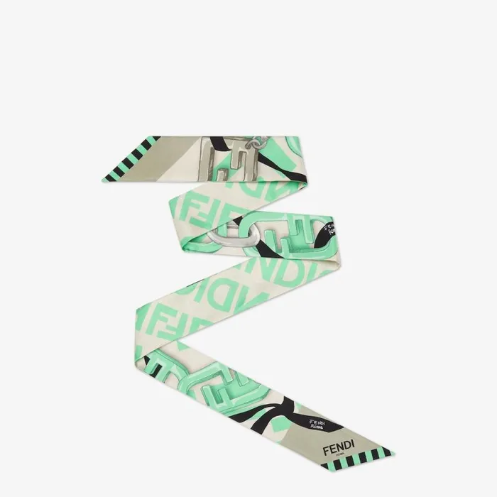 Woman Green Organic Silk Bandeau Green Fendi Scarves and Silks