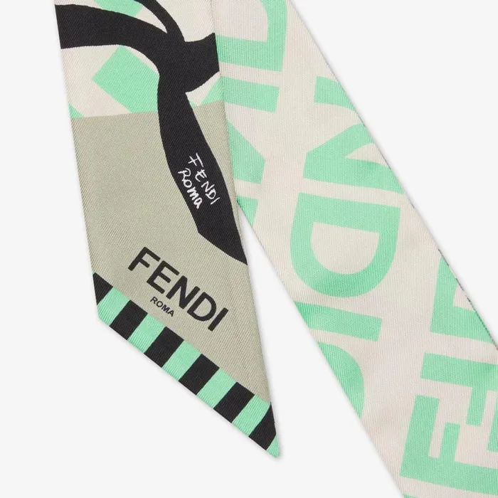 Woman Green Organic Silk Bandeau Green Fendi Scarves and Silks