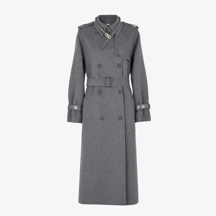 Woman Grey Wool Coat Grey Fendi Coats and Outerwear