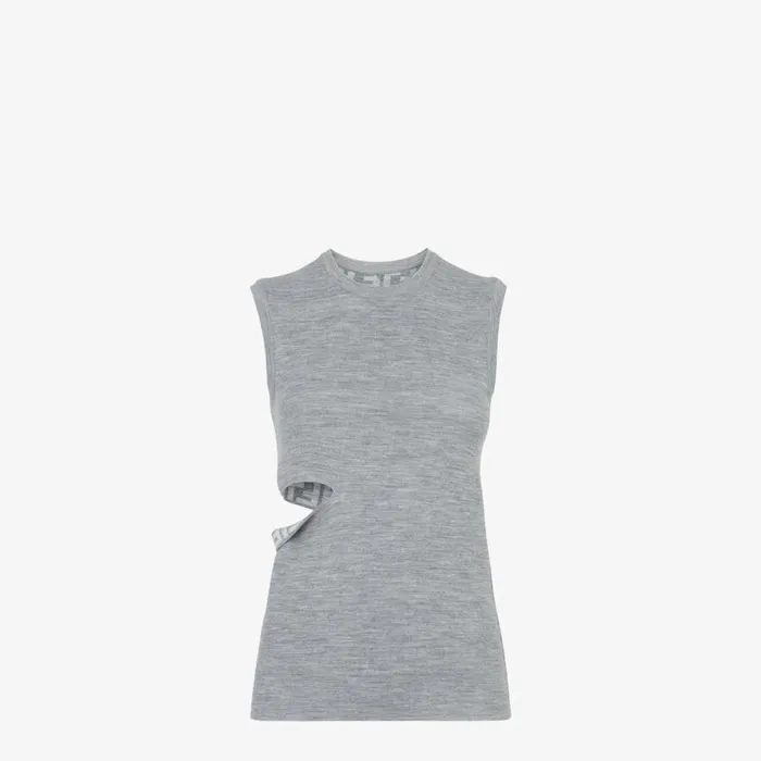 Woman Grey Wool Top Grey Fendi Knitwear
