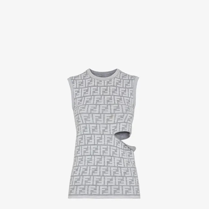 Woman Grey Wool Top Grey Fendi Knitwear