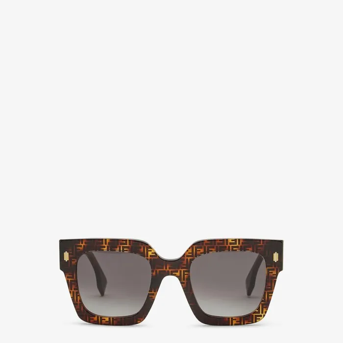 Woman Havana Acetate Sunglasses Brown Fendi Sunglasses