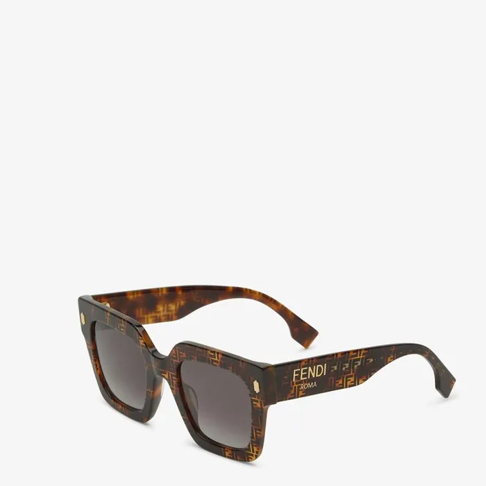 Woman Havana Acetate Sunglasses Brown Fendi Sunglasses